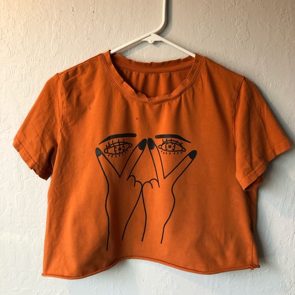Orange Ripped Crop Top - Picture 1 of 2